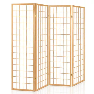 Artiss 4 Panel Room Divider Screen Partition Wood Timber Fold Stand Wide Natural • $115.95