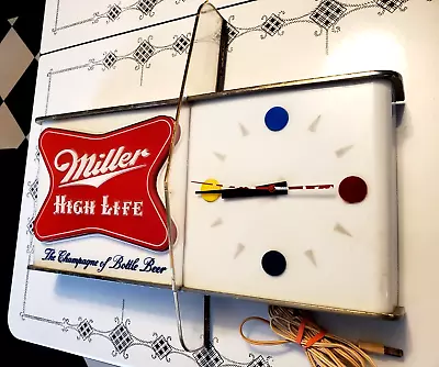 Vintage 1957 Miller High Life Lighted Bar Advertising Clock Sign REPAIR OR PARTS • $280