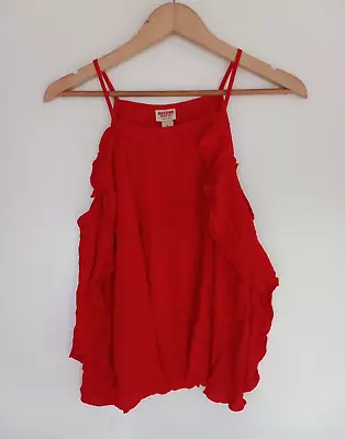 Mossimo Tank Top Shirt Women's Size Large Red Solid Ruffles Square Neck Boho NWT • $9.99