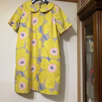 Marimekko Dress Vibrant Sunflower Unikko Nest Robe Size 34 Length 33 Inches • $98