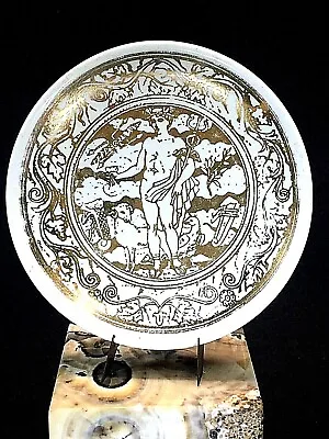 Fornasetti Mitologia Coaster Milano Italy 4  Bonwit Teller Ceramic Gold White #1 • $42