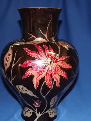 $385 • Buy Large Zsolnay Eosin Pottery Multi-color Iridescent Multi Floral  12  Vase