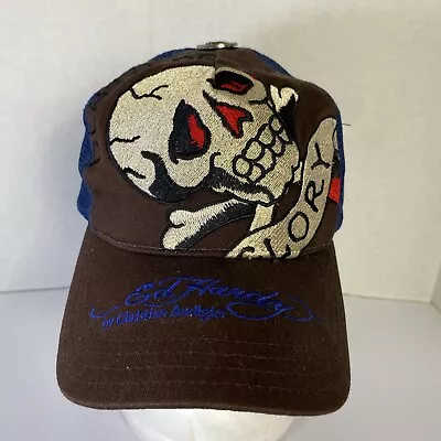 Vintage Ed Hardy Hat Cap Snap Back Brown/ Blue Mesh • $37.63