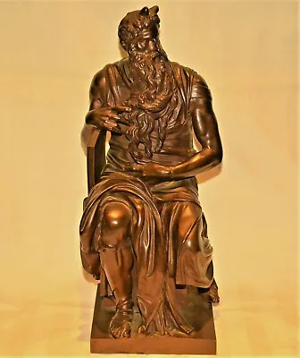 MICHELANGELO Moses Commandments Antique Original Ancient Bronze Statue Sculpture • $8121.75