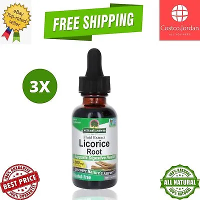 3 X Nature's Answer Licorice Root Fluid Extract Alcohol-Free 2000mg... • £53.20