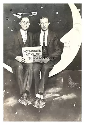 Paper Moon Young Gay Couple  Not Married But Willing To Be  Comical 4x6 Photo • $7.97