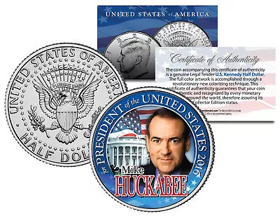 $8.95 • Buy MIKE HUCKABEE FOR PRESIDENT 2016 Campaign Colorized JFK Half Dollar U.S. Coin