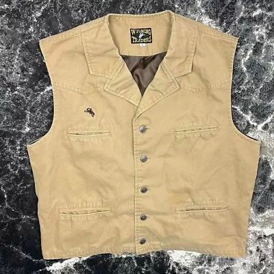 Wyoming Traders Bronco Canvas Vest — Brown Tan Western Cowboy Rancher Large • $20