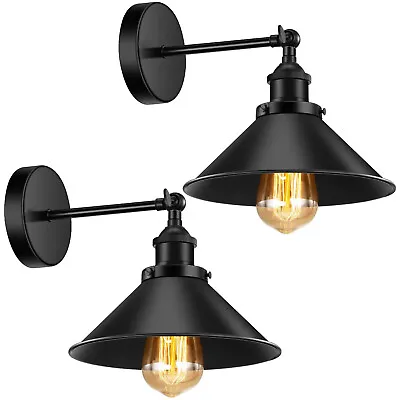 Vintage Wall Lights Industrial Indoor Sconce Metal Black E27 LED Retro Wall Lamp • £19.99