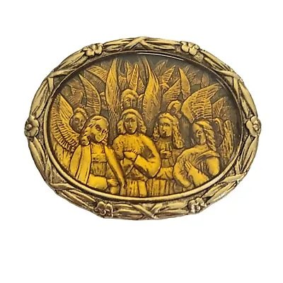 The Vatican Library Collection Religious Angels Oval Pin Brooch Signed M937 • $42