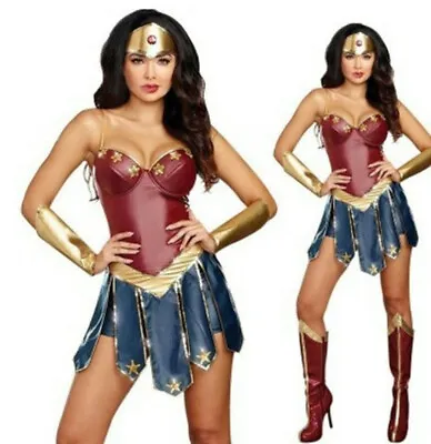 $29.85 • Buy Anime Wonder Woman Costume Superhero Halloween Cosplay Dress Outfit Party Suit