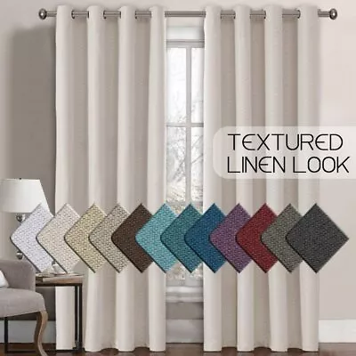 H.VERSAILTEX Linen Curtains Room Darkening Light Blocking Thermal Insulated Heav • $47.53