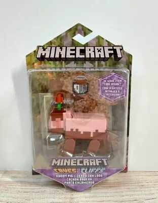 Minecraft Caves & Cliffs MUDDY PIG Mattel Rose 2 Paper Craft Blocks Shelf Wear  • $11.75