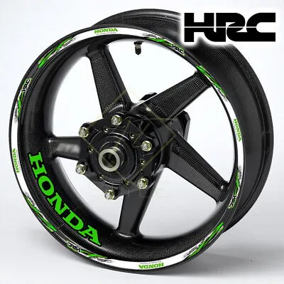 HONDA Motorcycle Wheel Decal Rim Stickers HRC For Fireblade CB R F Stripes Green • £15.49