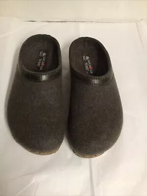 Haflinger Grizzly Brown Wool Clogs Warm Slippers Slip On Shoe Women Size 41 / 10 • $39.95