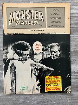 1973 MONSTER MADNESS Magazine By Sinister Stan Lee #6 P/G Bride Of  Frankenstein • $7.25