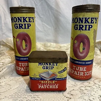 Vtg Monkey Grip Cold Patch Tube Repair Kit  7  Can With Contents Sizzle Vulcaniz • $28.50