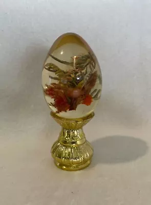 Antique Hand Painted Art Glass Floral Rose Faberge Egg With Golden Stand • $29.99