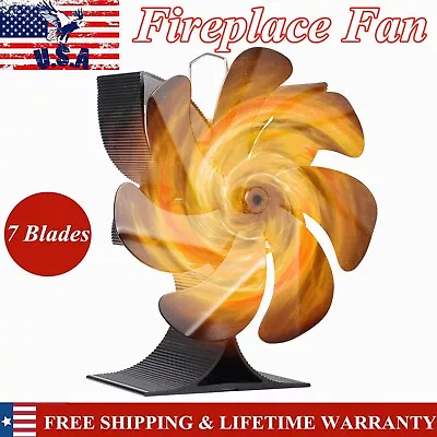 7 Blades Non-electric Fireplace Fan Wood Stove Fan Heat Powered Fan Eco Friendly • $23.99