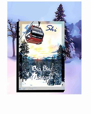 Ski Big Sky Montana Travel Poster 16x24 Retro Winter Wonderland  Art Skiing • $20.95