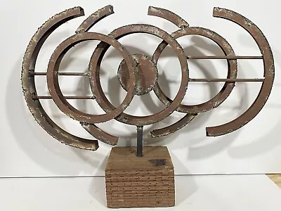 Signed FRANK COTA Brutalist Steampunk Mid Century Metal Abstract Sculpture  • $30