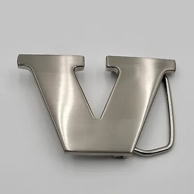 V Initial Brushed Chrome Belt Buckle 3  X 2  Up To 1 1/4  Belt • $7.50