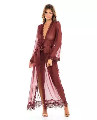 Oh La La Cheri Provence Eyelash Lace Floor Length Robe Zinfandel • $36