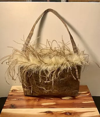VINTAGE PURSE-OSTRICH FEATHERS WITH TOP HANDLE - Fun! • $26.99