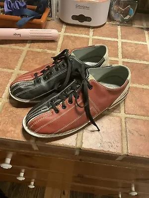 Linds Black Red White Rental Bowling Shoes Men's Size 9 10 Lace Up Light Wear • $35