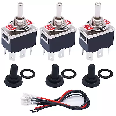 3 Pcs Momentary Heavy Duty Rocker Toggle Switch 6 Pin 3 Position (ON)-OFF-(ON)  • $21.98