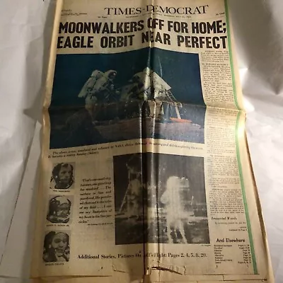 Apollo 11 MOON Landing Newspaper July 21 1969 Davenport IA. Ted Kennedy Cuba • $25