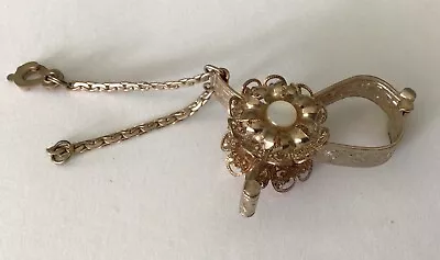 VINTAGE VICTORIAN JEWELRY GLOVE PURSE CLIP CLASP METAL FILIGREE Mother Of Pearl • $11