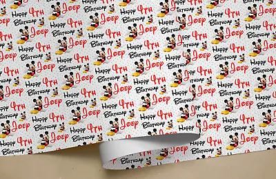 Personalised Mickey Mouse BIRTHDAY Gift Wrapping Paper Add Any Name & Age • £6.95