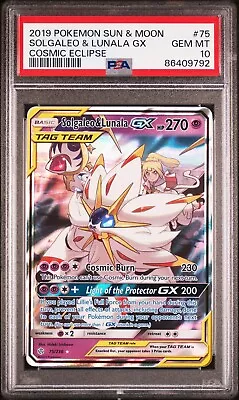 Solgaleo & Lunala Gx 75/236 - Psa 10 - Cosmic Eclipse Psa Gem Mint Pokemon Card • $119