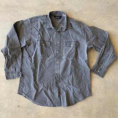 Mens Vintage Woolrich Button Up Shirt M L Grey Long Sleeve Work Casual • $19.99