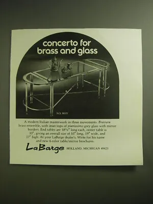 1974 La Barge Bravura Table Advertisement - Concerto For Brass And Glass • $19.99