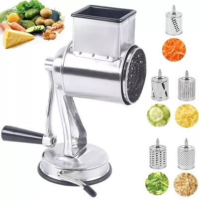 Stainless Steel Rotary Cheese Grater Hand Drum Slicer Crank Vegetable Chopper US • $42.54