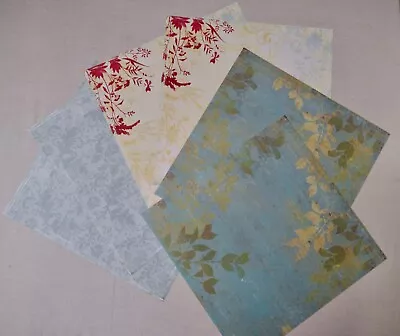 6 Sheets 12x12  Scrapbook Papers Shabby Chic Aqua Teal Ivory Grunge Prints  R13 • $8.95