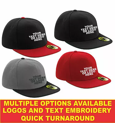 Personalised Embroidered B660 Flat Peak Snapback Cap Your Text Unisex Gift Hat • £8.49