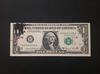 1969 $1.00 Federal Reserve Note Error Major Ink Smear With BEP Rejection Mark. • $449