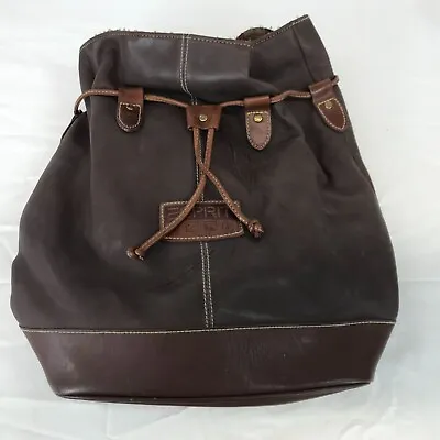 Vintage Esrit 80's 90's Faux Leather Cinch Bucket Backpack Bag • $58.13