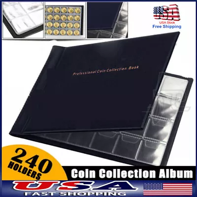 240 Coin Collection Storage Album Collecting Money Penny Pockets Book Album Coin • $12.48