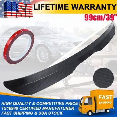 Carbon Fiber Car Rear Roof Lip Spoiler Wing Tail Trunk Kit ABS Strip Universal • $39.99