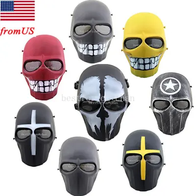 Tactical Airsoft Mask Military Paintball Full Face Cosplay Black Halloween Skull • $26.39