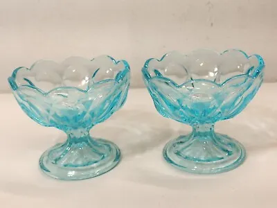 Vintage Anchor Hocking Blue Fairfield Glass Pedestal Compote Candy Dish Decor • $9.99