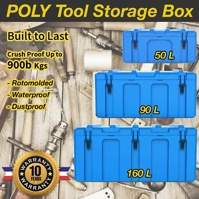 Poly Tool Box Storage Case Heavy Duty Waterproof Cargo Box Plastic Tool Box Dark • $129.95