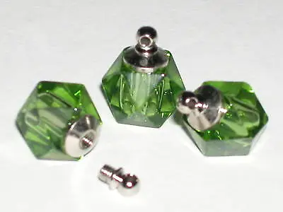 1 Tiny Miniature Small Perfume Vial Pendant Mini Rice Bottle Screw Cap Top Green • £4.24
