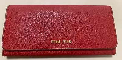 Miu Miu Long Wallet Red No Box Leather Shipped From Japan • £50.15
