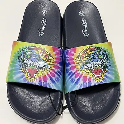 New ED HARDY Women's Size 6 Tiger ELECTRA-01L Slides HTF RARE! • $16.99