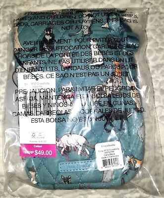 Vera Bradley CATS MEOW 🐱🐈 Easy RFID Cotton Crossbody Bag Phone Case NWT  • $31.39